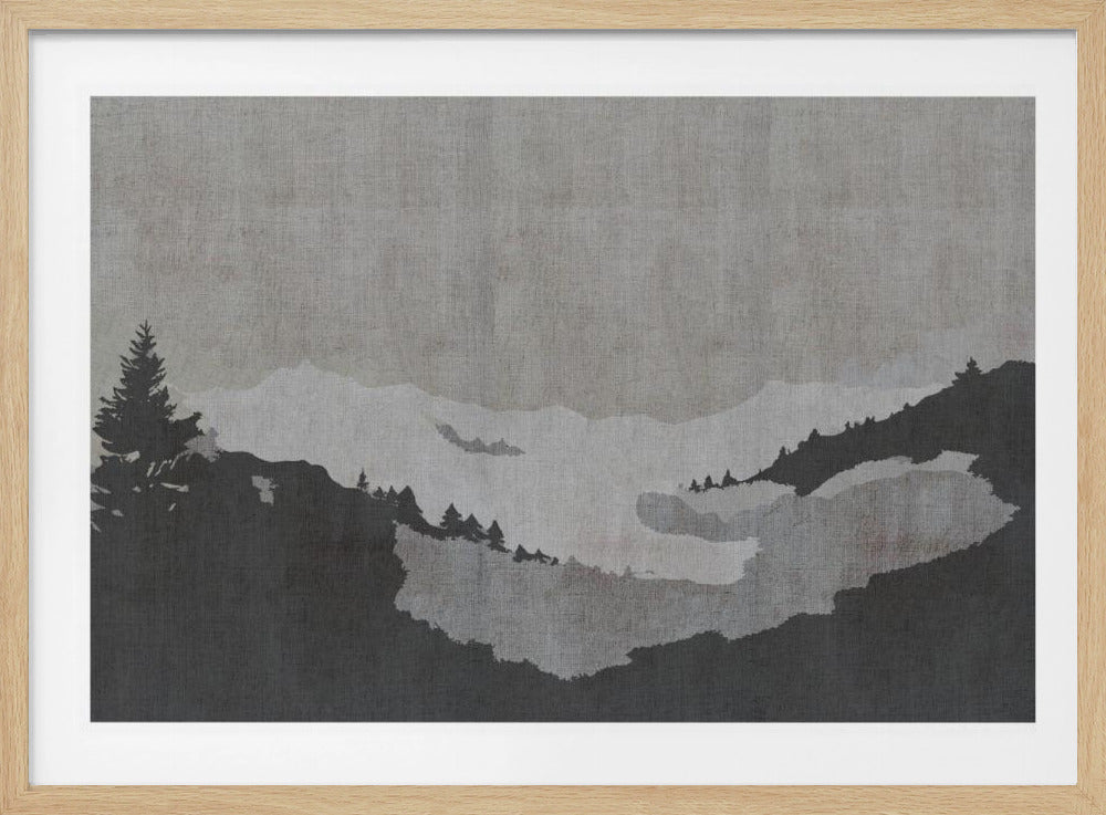 Neblige Seelandschaft im Tusche-Stil | Poster