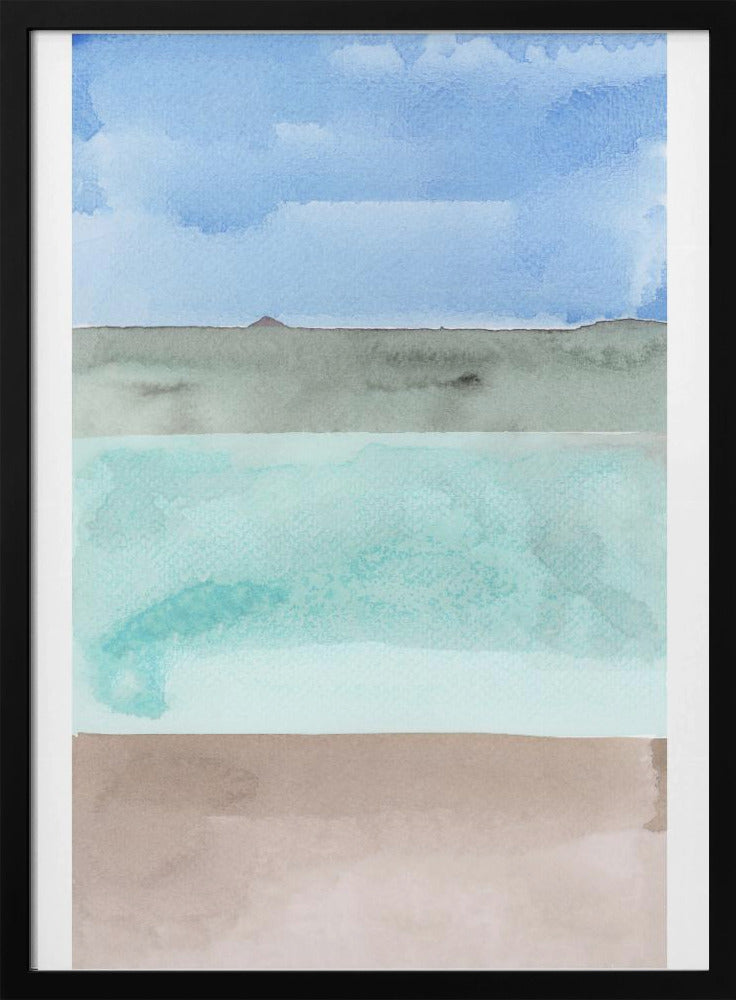 Abstrakte horizontale Bänder in Blau, Grün und Beige | Poster