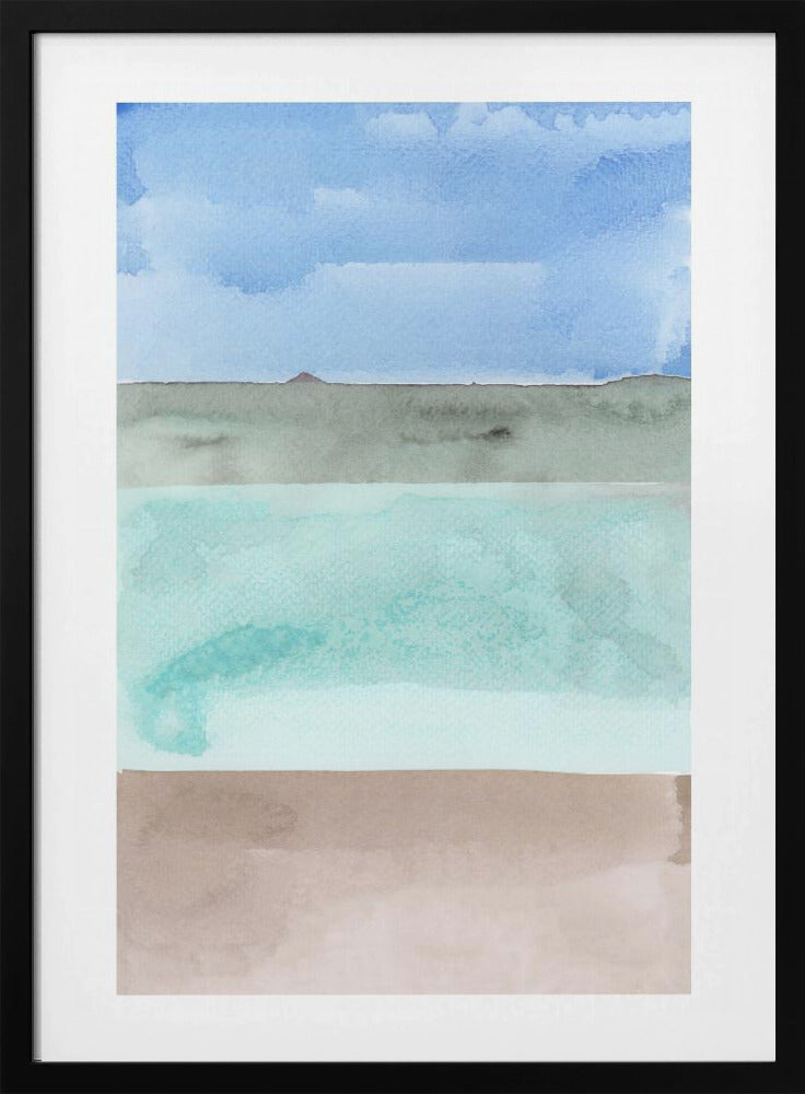Abstrakte horizontale Bänder in Blau, Grün und Beige | Poster
