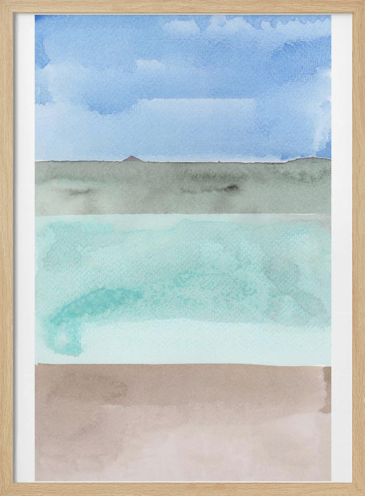Abstrakte horizontale Bänder in Blau, Grün und Beige | Poster