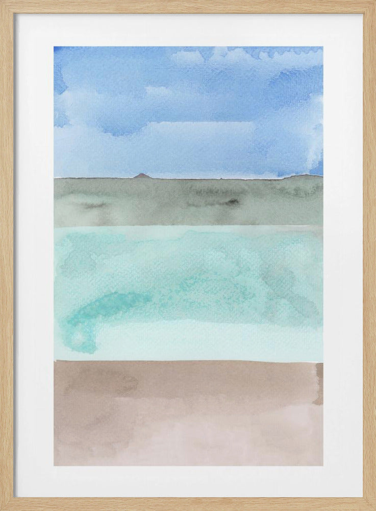 Abstrakte horizontale Bänder in Blau, Grün und Beige | Poster