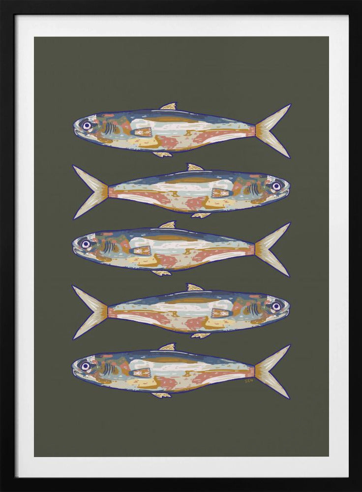 Fünf Fische in einer Reihe | Poster