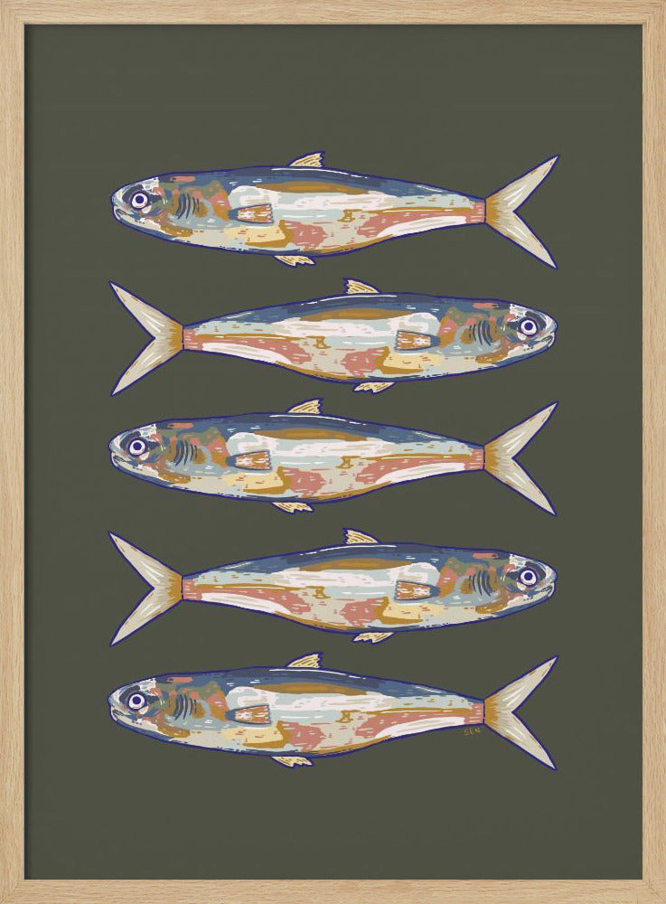 Fünf Fische in einer Reihe | Poster