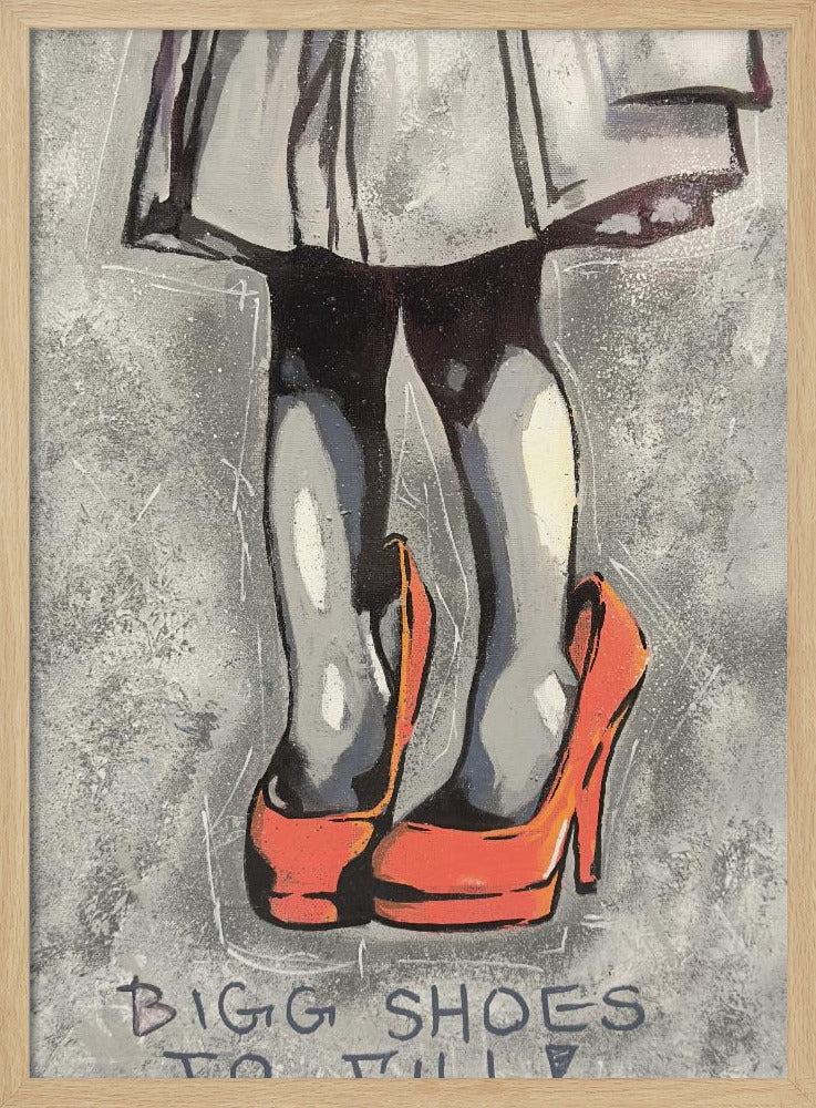 Kind trägt übergroße rote High Heels | Poster