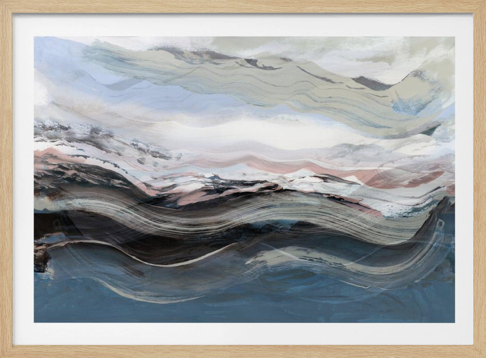 Abstrakte Landschaft Wellen Blau | Poster