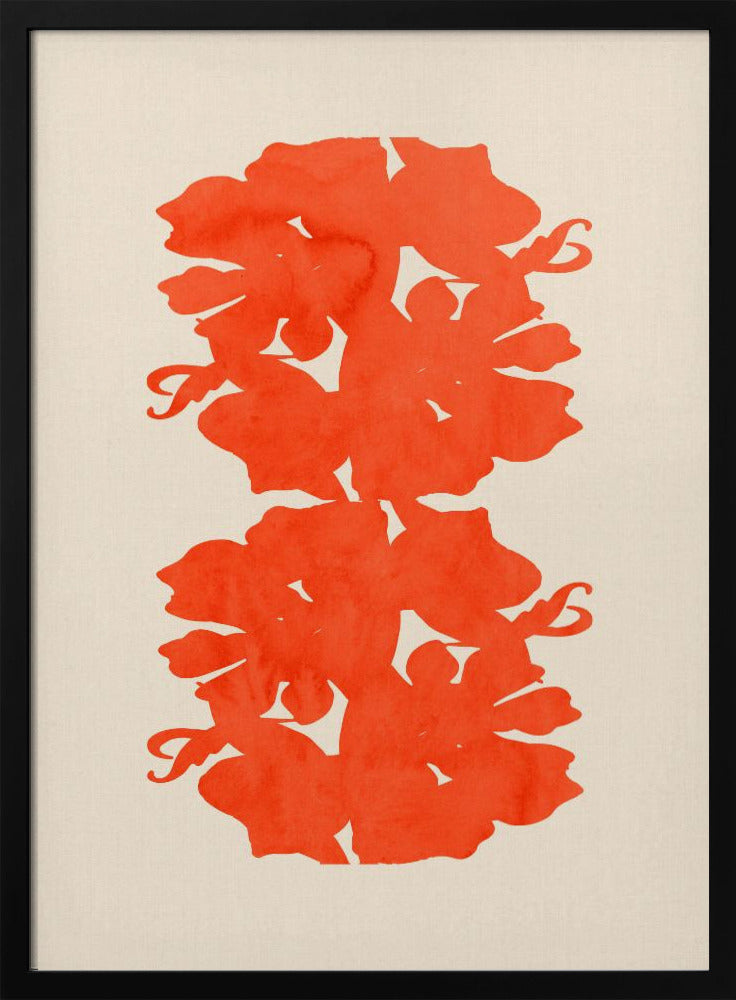 Orange Blumensilhouetten | Poster