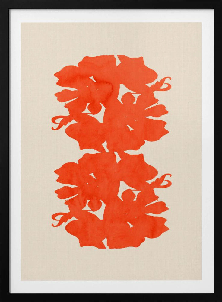 Orange Blumensilhouetten | Poster