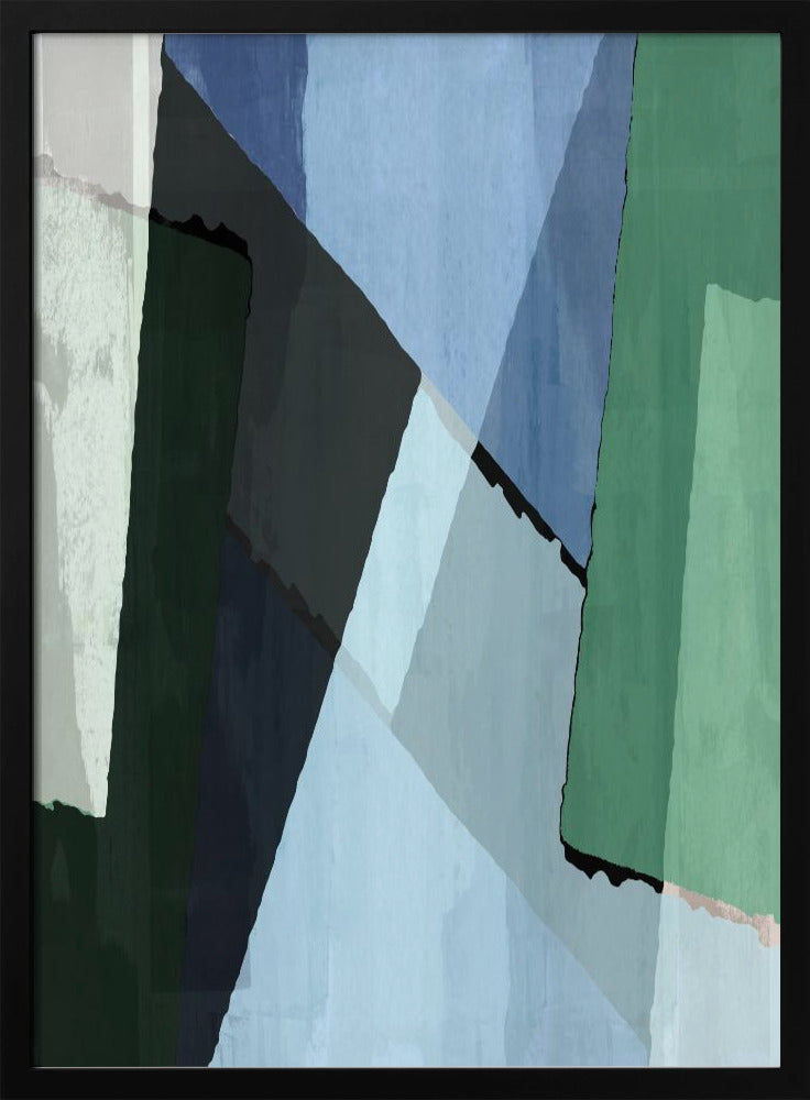 Abstrakte Blöcke in Blau, Grün und Schwarz | Poster