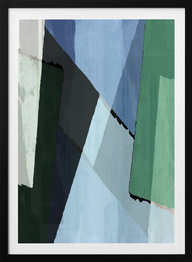 Abstrakte Blöcke in Blau, Grün und Schwarz | Poster