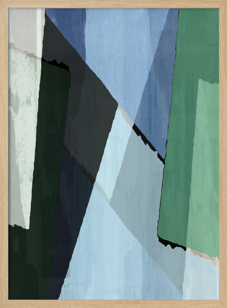Abstrakte Blöcke in Blau, Grün und Schwarz | Poster