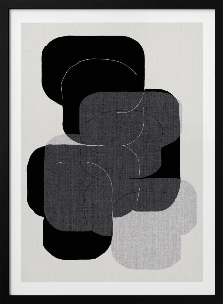 Abstract Forms in Black, Grey and White | Poster