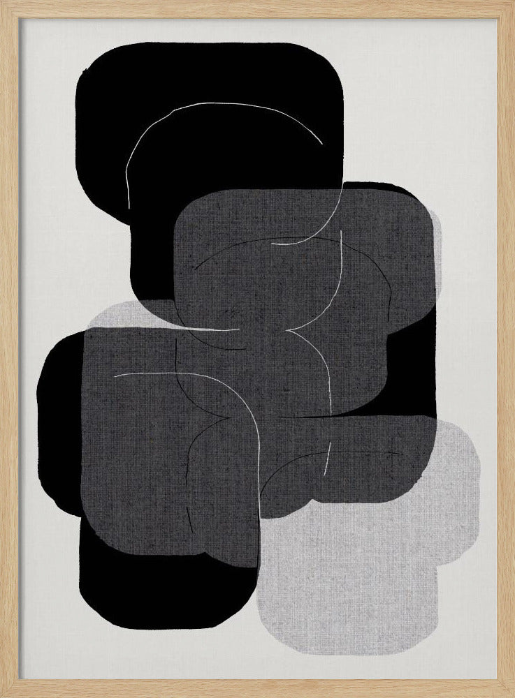 Abstract Forms in Black, Grey and White | Poster