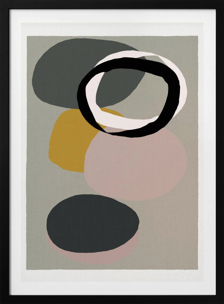 Abstract Circles in Muted Tones with Black Ring | Poster