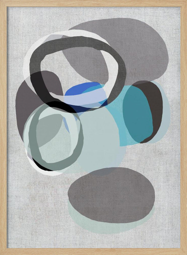 Abstrakte Formen in Blau-, Grau- und Schwarztönen | Poster
