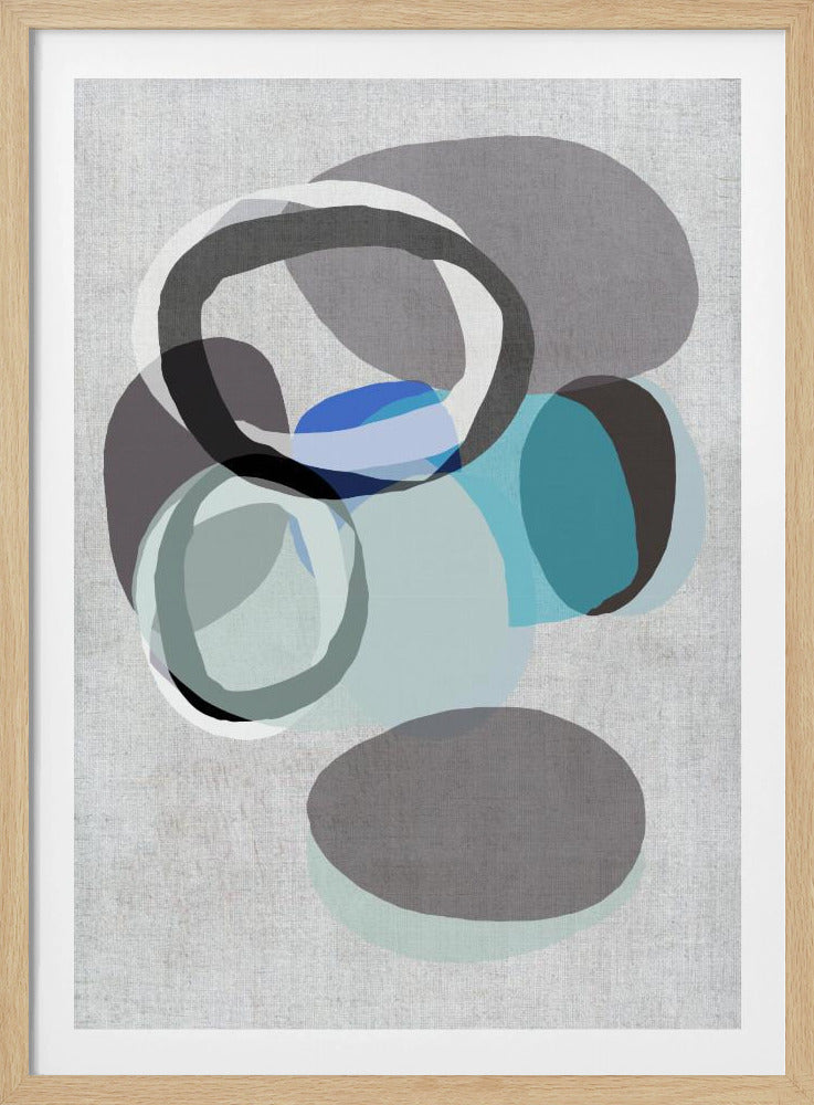 Abstrakte Formen in Blau-, Grau- und Schwarztönen | Poster