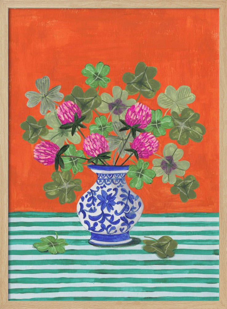 Clovers and Pink Blossoms | Poster