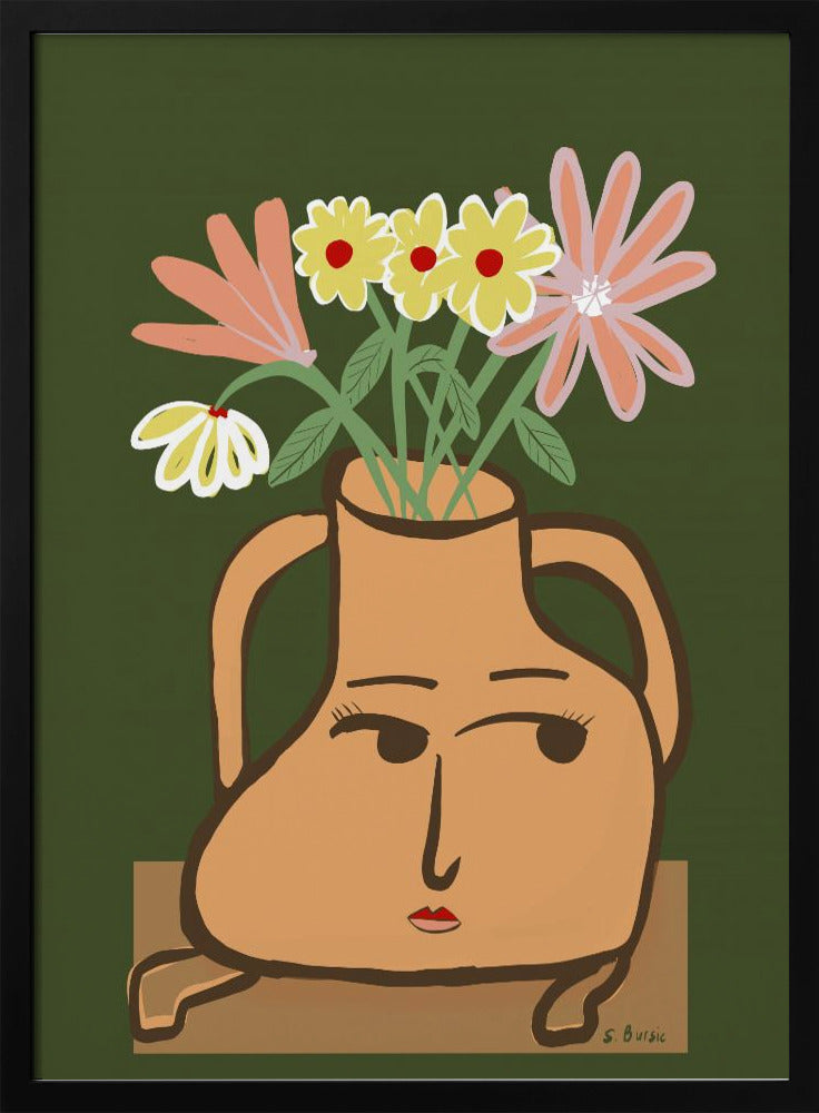 Dame in Vase mit Blumen | Poster