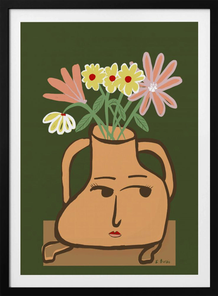Dame in Vase mit Blumen | Poster
