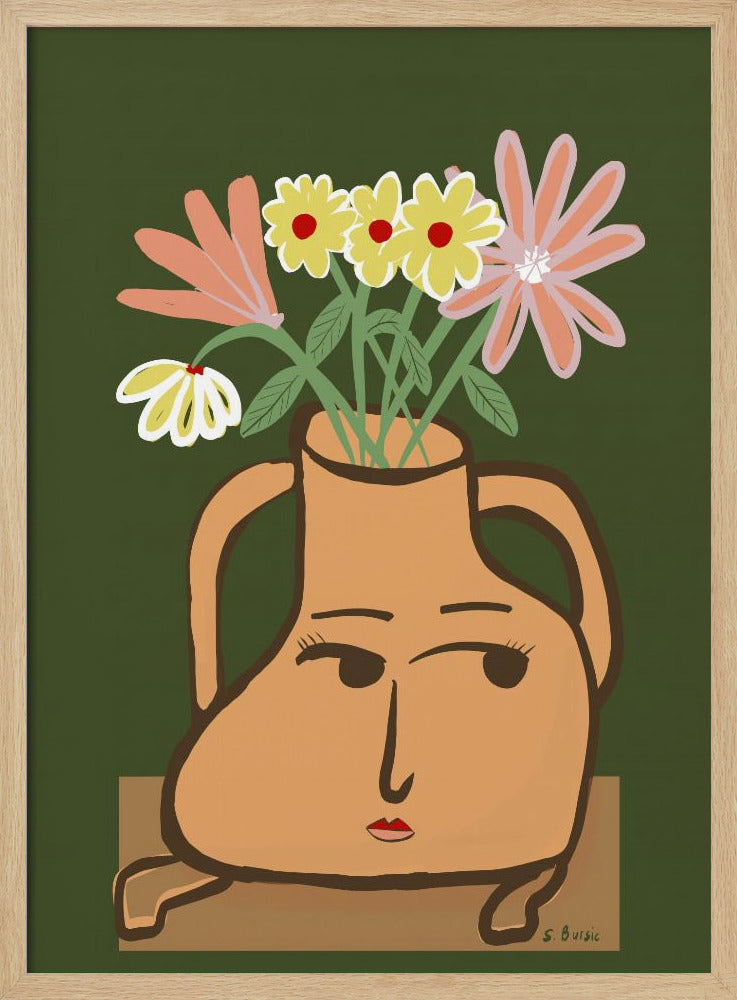 Dame in Vase mit Blumen | Poster