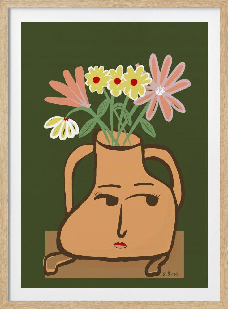 Dame in Vase mit Blumen | Poster