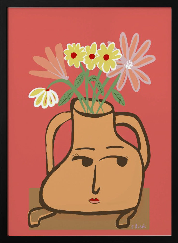 Dame in Vase mit Blumen | Poster