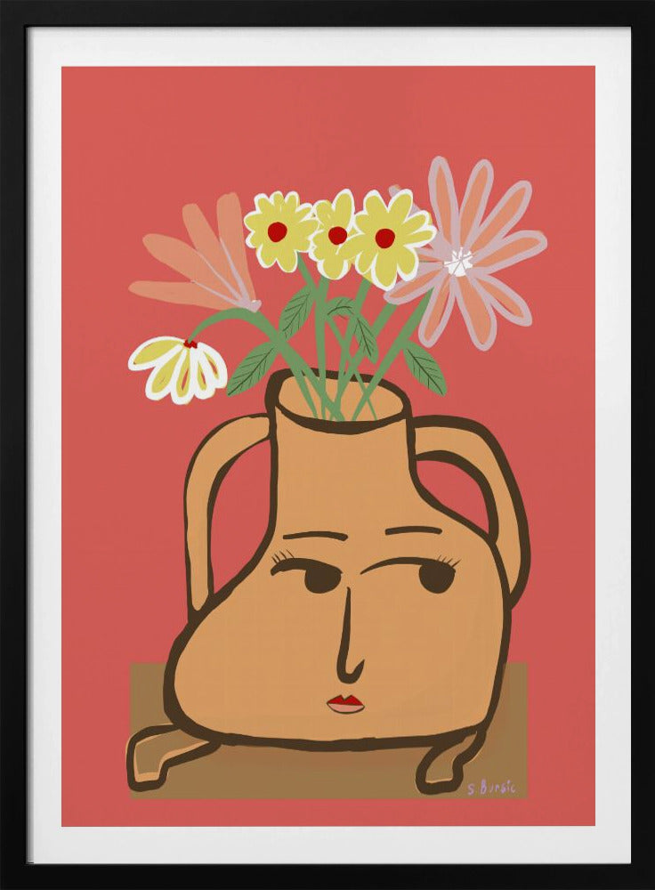 Dame in Vase mit Blumen | Poster