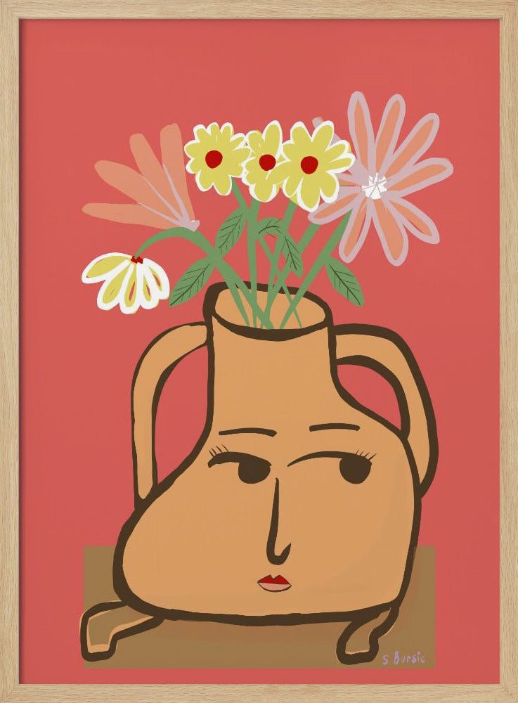 Dame in Vase mit Blumen | Poster