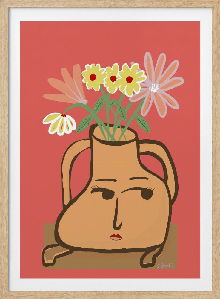 Dame in Vase mit Blumen | Poster