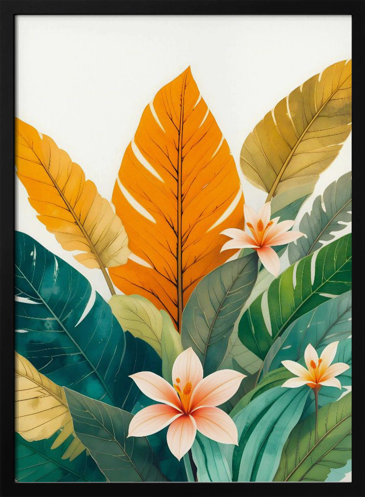 Tropische Blätter und zarte Blüten | Poster