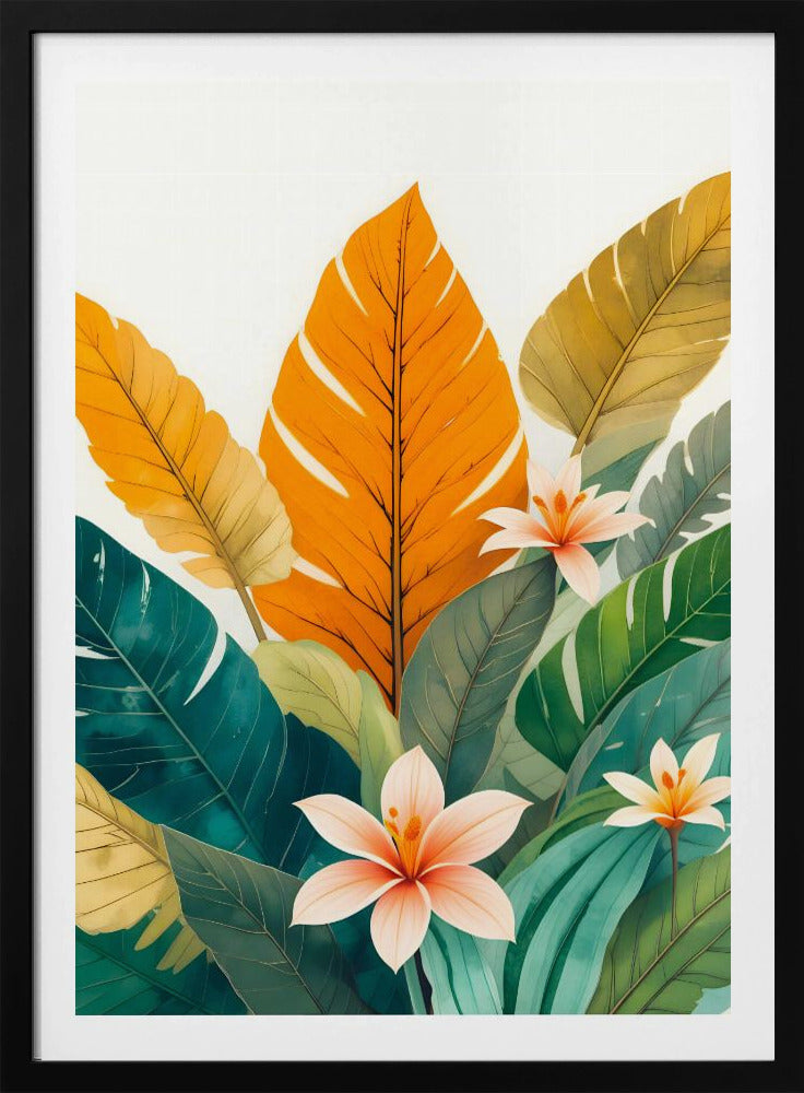 Tropische Blätter und zarte Blüten | Poster