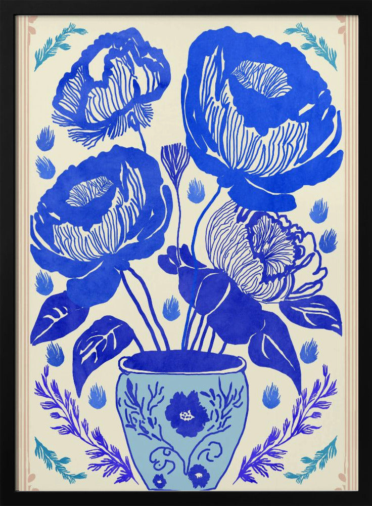 Blaue Blütenvase | Poster