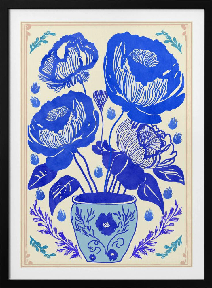 Blaue Blütenvase | Poster