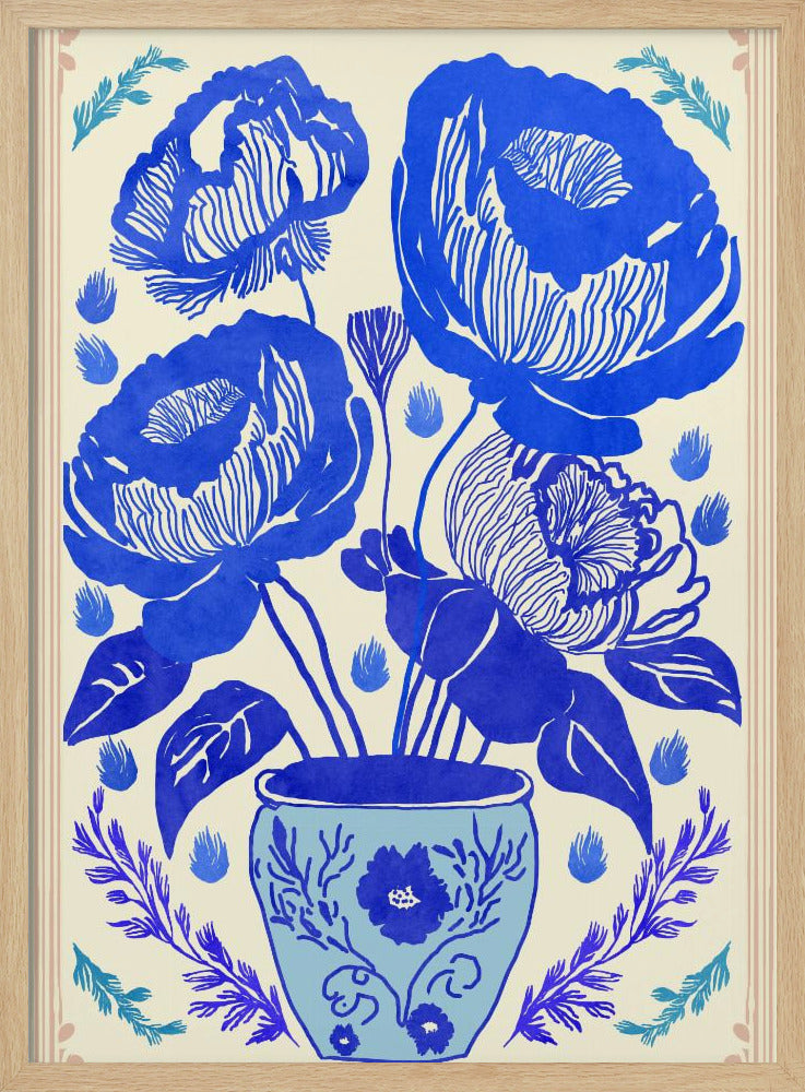 Blaue Blütenvase | Poster