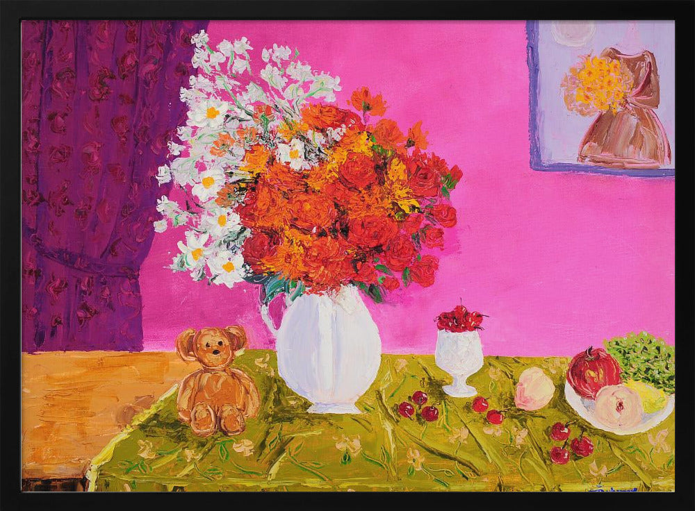 Vase mit leuchtenden Blumen | Poster