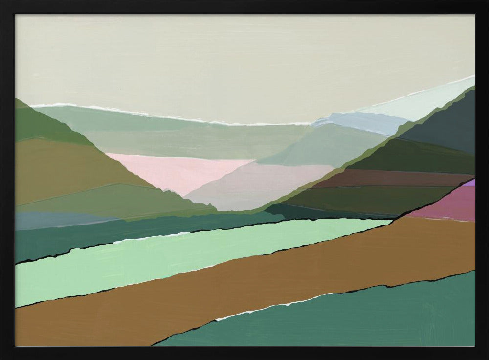 Geschichtete Berge und Täler in gedämpften Erdtönen | Poster