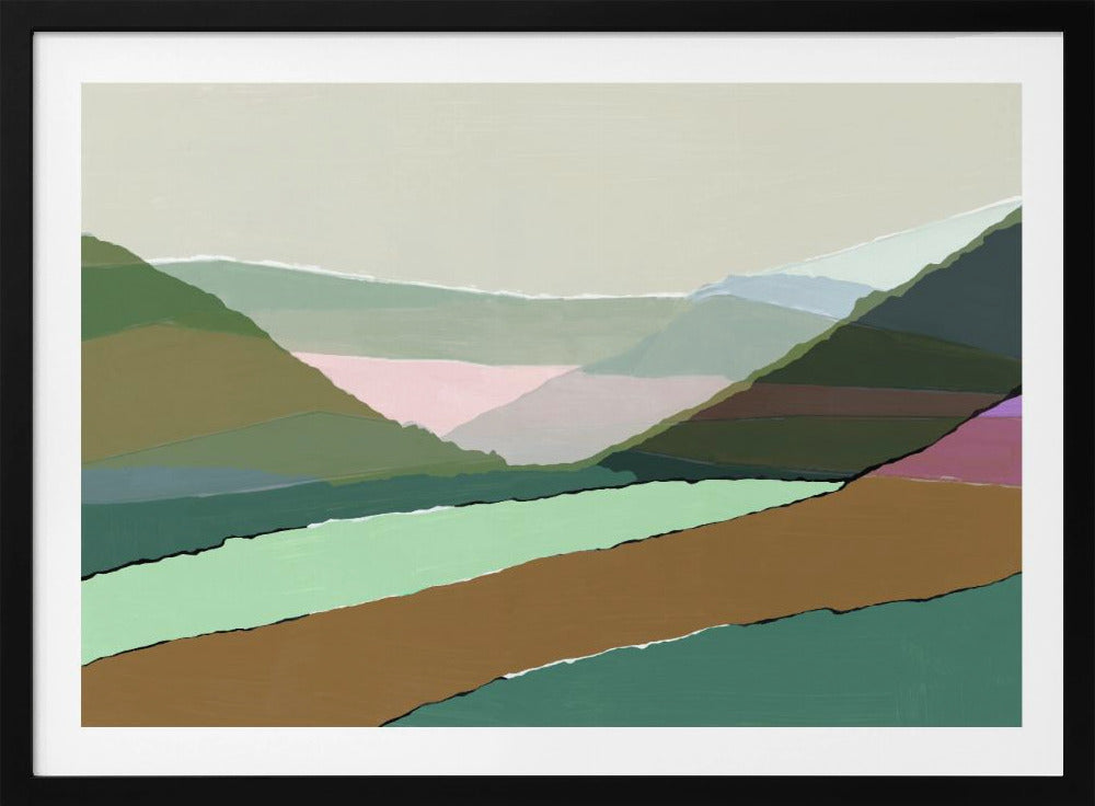 Geschichtete Berge und Täler in gedämpften Erdtönen | Poster
