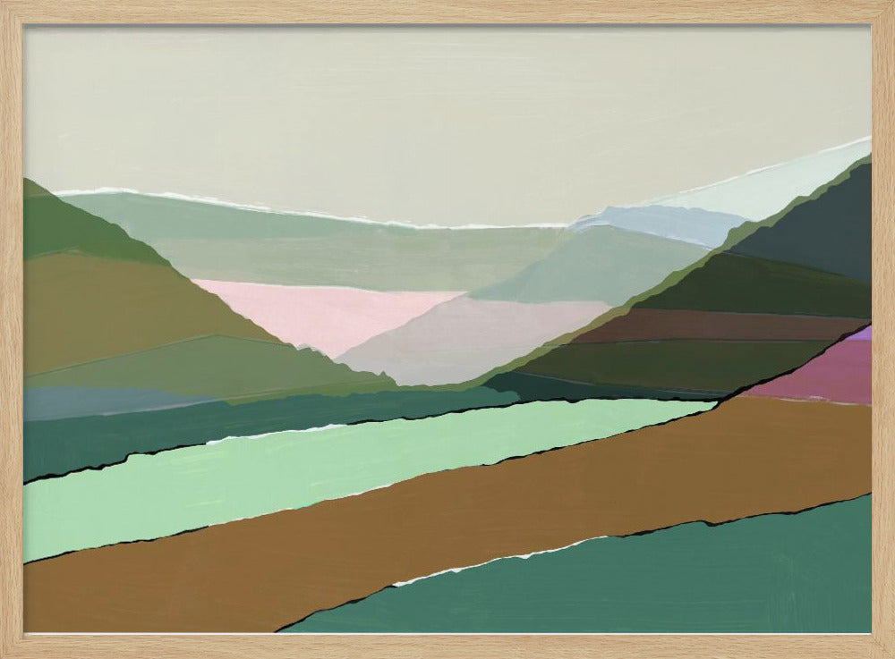Geschichtete Berge und Täler in gedämpften Erdtönen | Poster