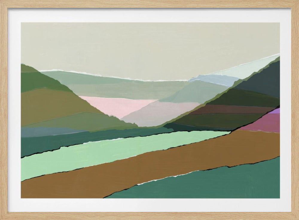 Geschichtete Berge und Täler in gedämpften Erdtönen | Poster