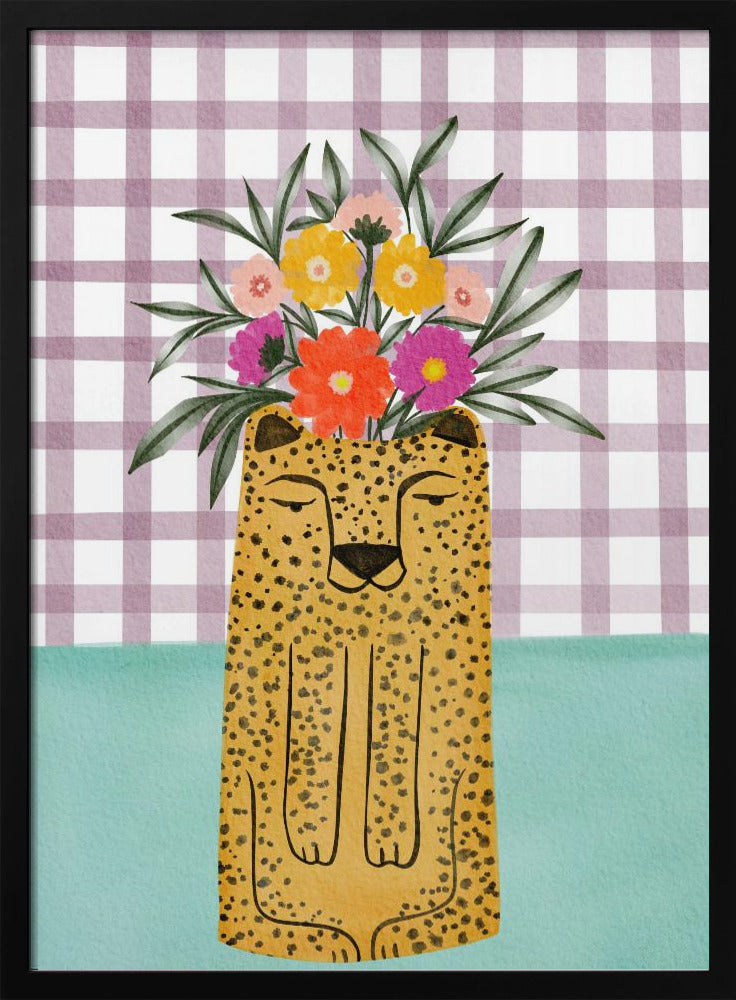 Vase in Leopardenform mit Blume | Poster