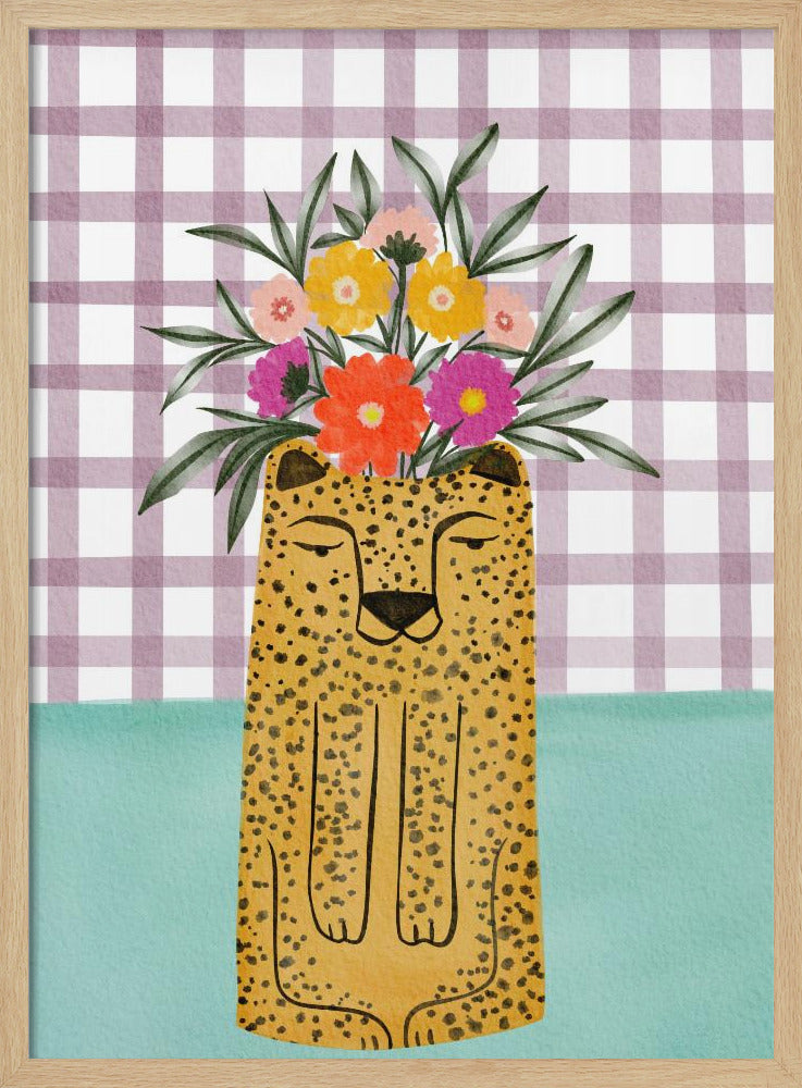 Vase in Leopardenform mit Blume | Poster