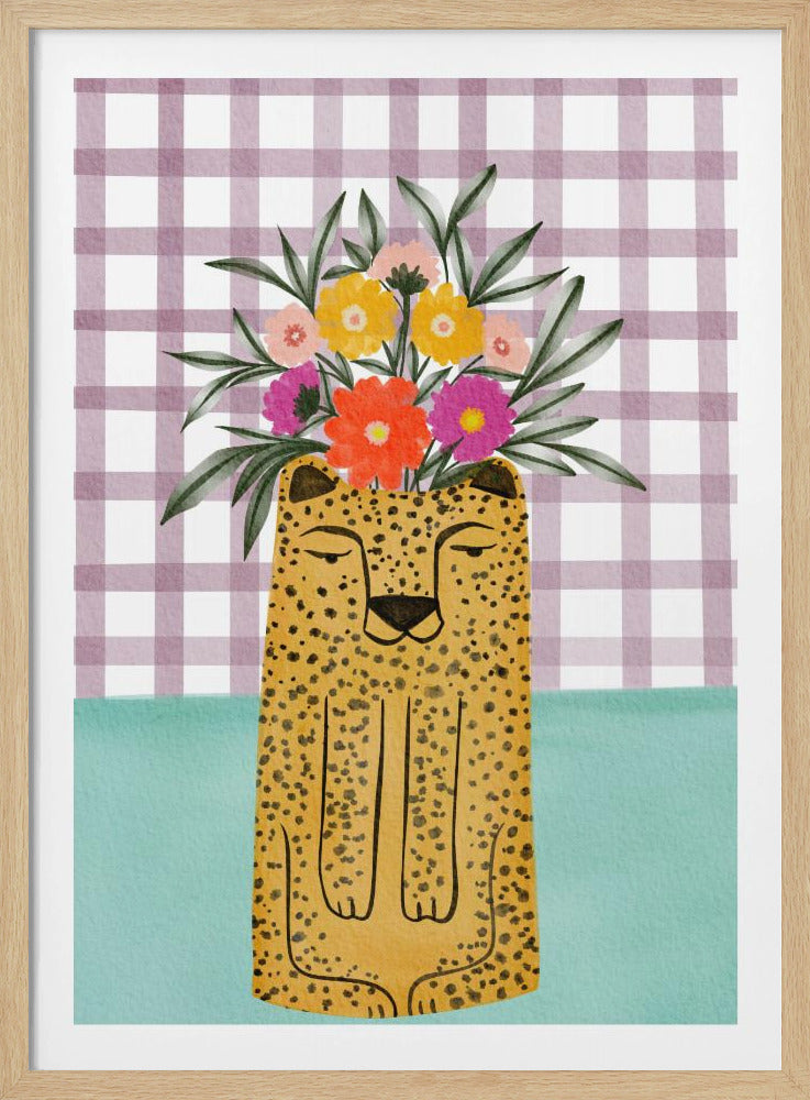 Vase in Leopardenform mit Blume | Poster