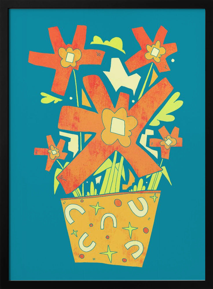 Abstrakte Blumen in einem dekorativen Topf | Poster