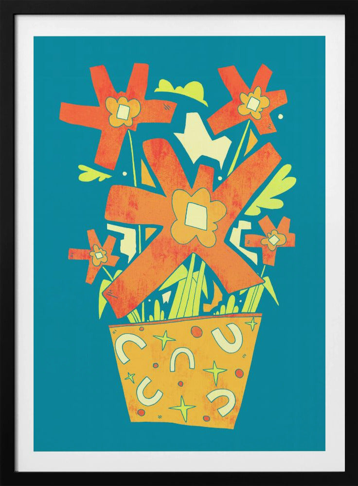Abstrakte Blumen in einem dekorativen Topf | Poster