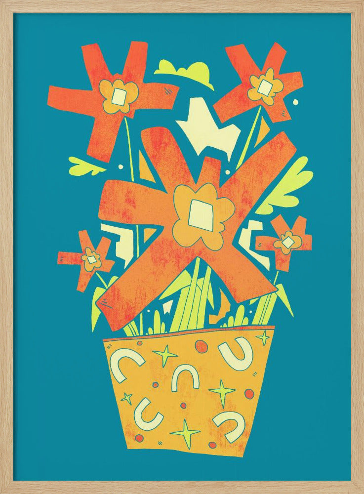 Abstrakte Blumen in einem dekorativen Topf | Poster