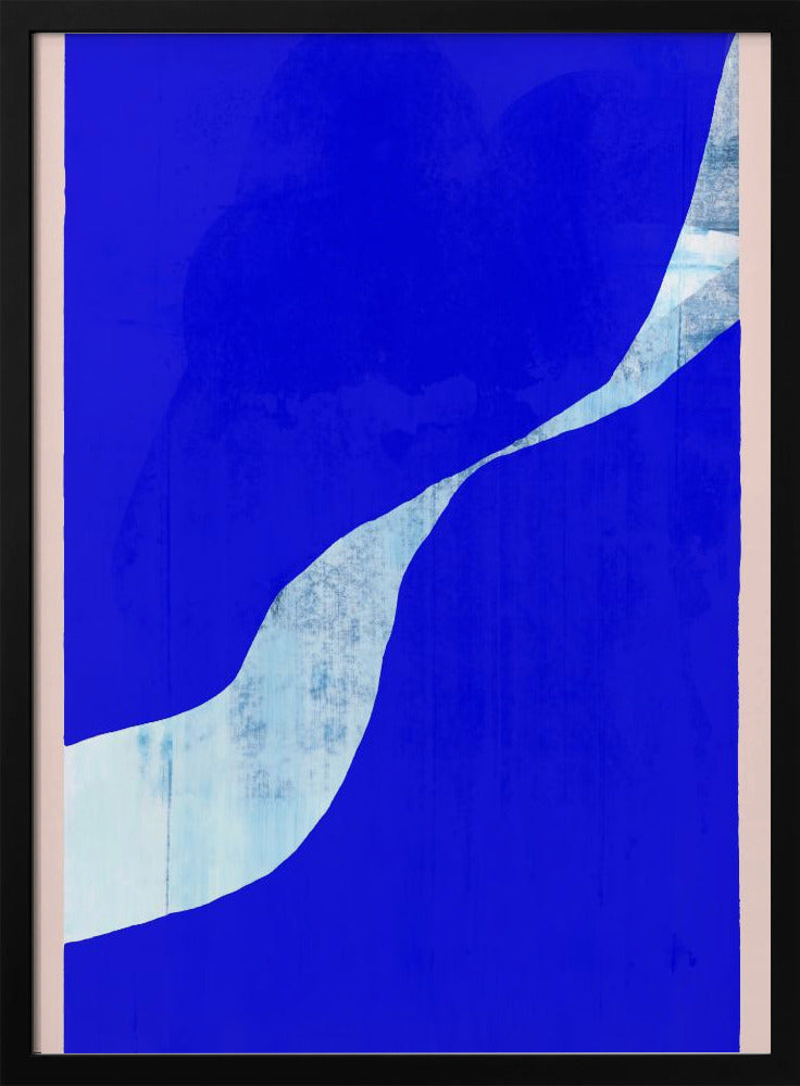 Blauer Hintergrund mit dynamischer weißer Kurve | Poster