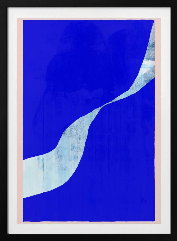 Blauer Hintergrund mit dynamischer weißer Kurve | Poster