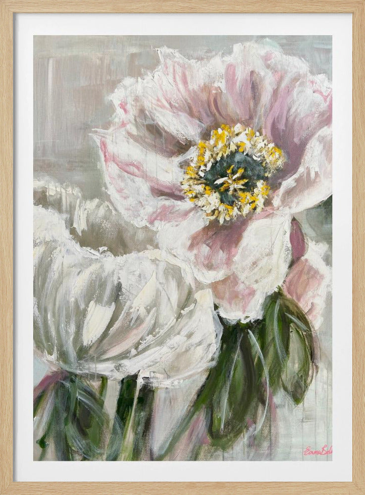 Zarte weiße und rosa Blumen | Poster