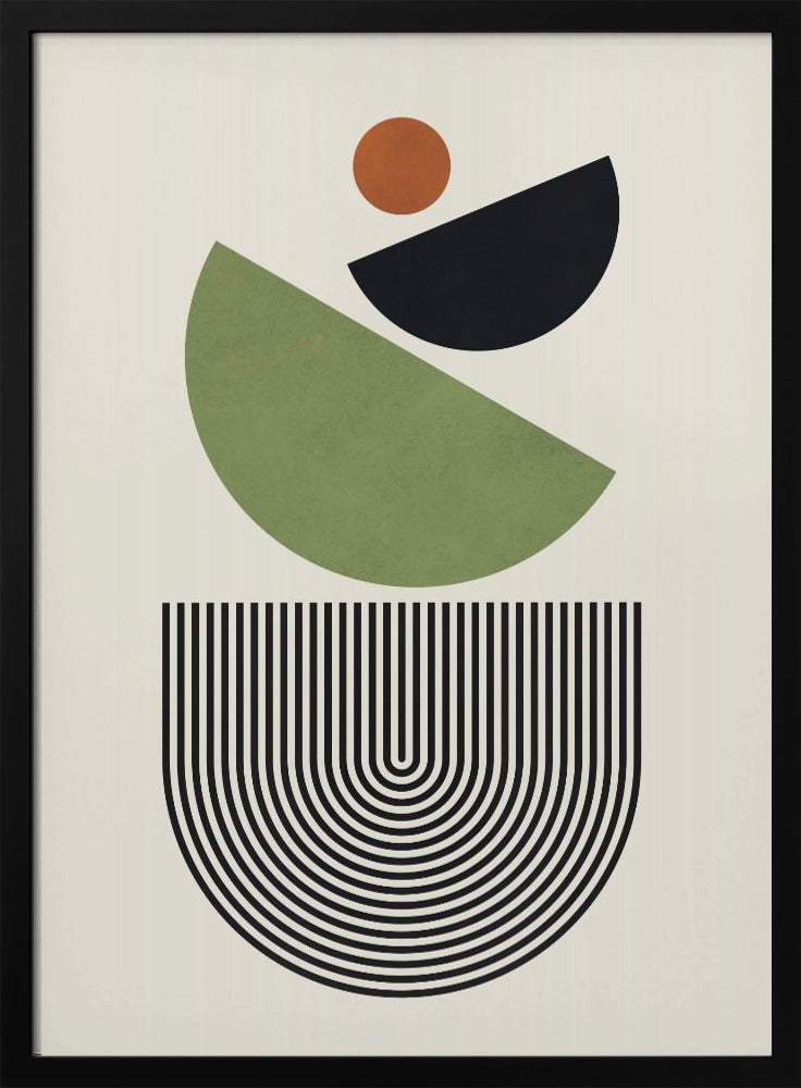 Geometrische Formen in Grün, Schwarz und Orange | Poster