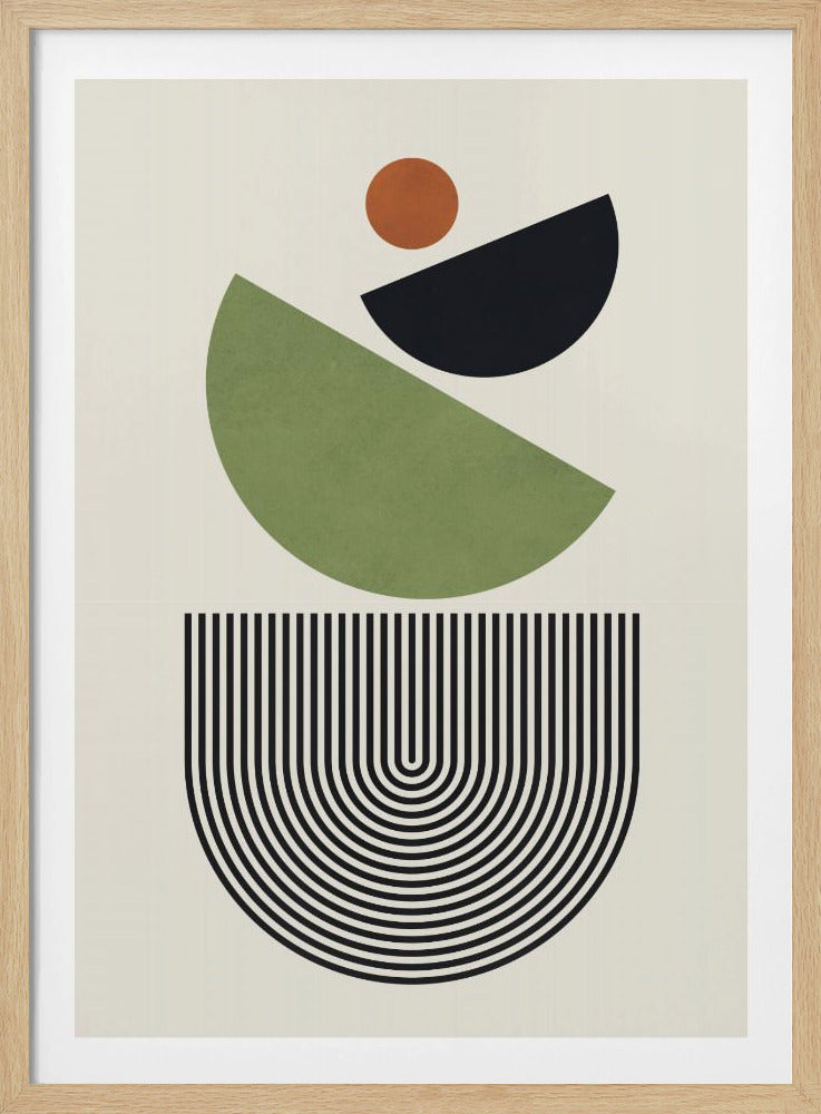 Geometrische Formen in Grün, Schwarz und Orange | Poster