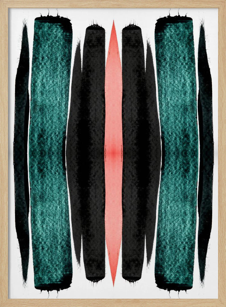 Türkis und schwarze vertikale Streifen | Poster